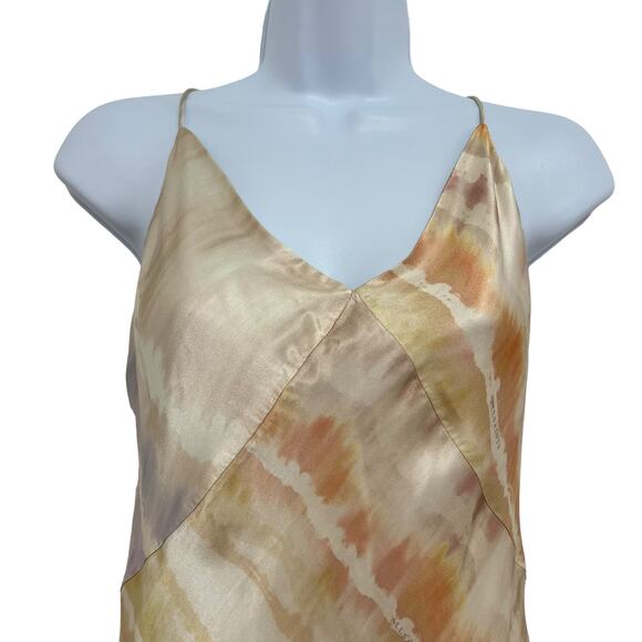 Allsaints Melody Marea Midi Slip Dress Silk Rainbow Pink V Neck Lined Size 6 Y2K - Picture 3 of 16